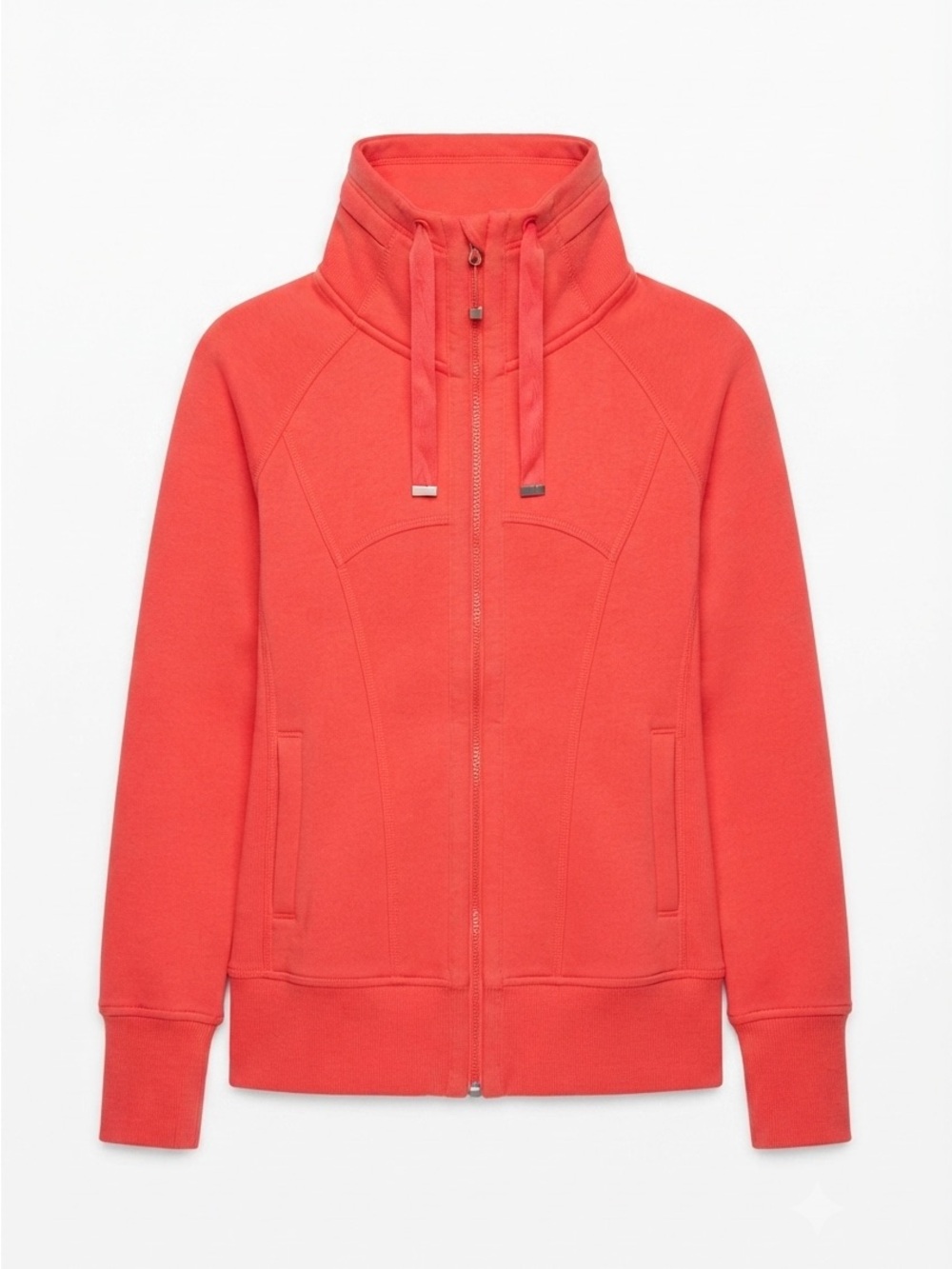 Mondetta Coral Red Full Zip Funnel Neck Sweatshirt Jacket With Thumbholes Size M